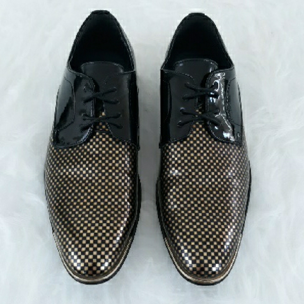 Amali Gold and Black Oxfords with Modern Elegance